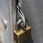 Closeup of a locked padlock